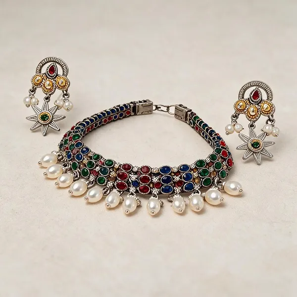 Silver_Brass_Choker_Set_For_Women