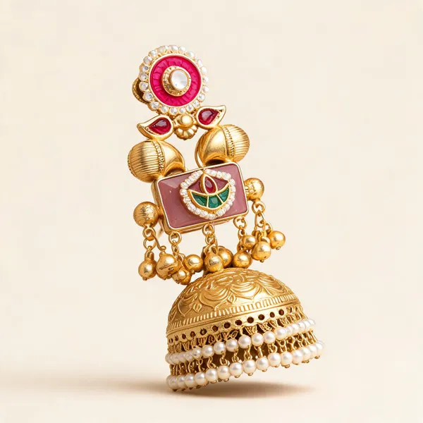 Golden_Brass_Jhumka_For_Women