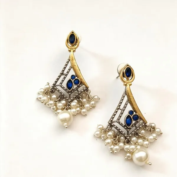 Gold_And_Blue_Brass_Earrings_For_Women