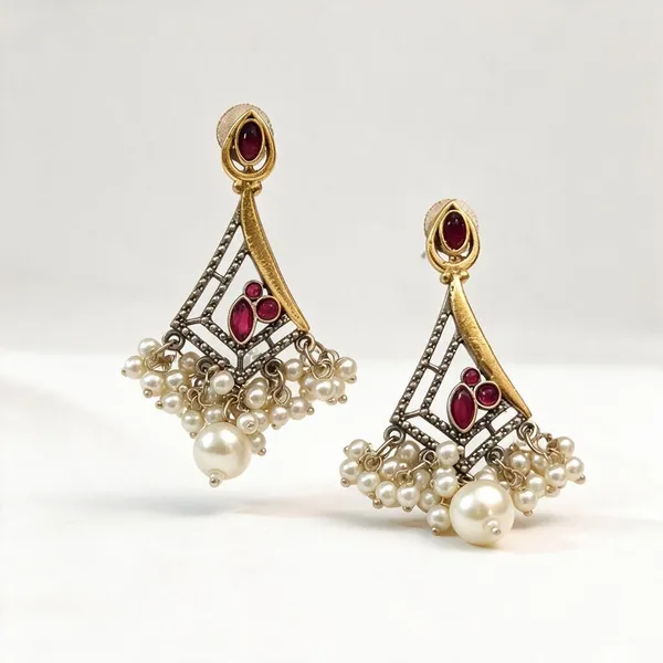 Gold_And_Pink_Brass_Earrings_For_Women