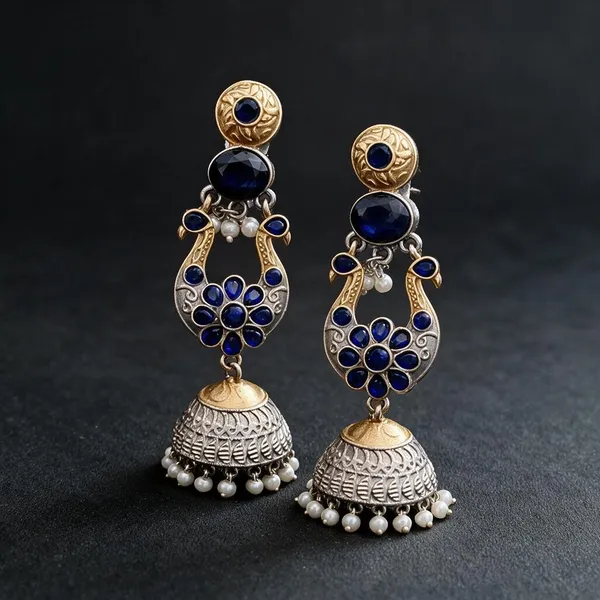 Golden_And_Blue_Brass_Earrings_For_Women