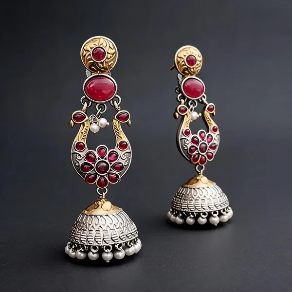 Golden_And_Pink_Brass_Earrings_For_Women