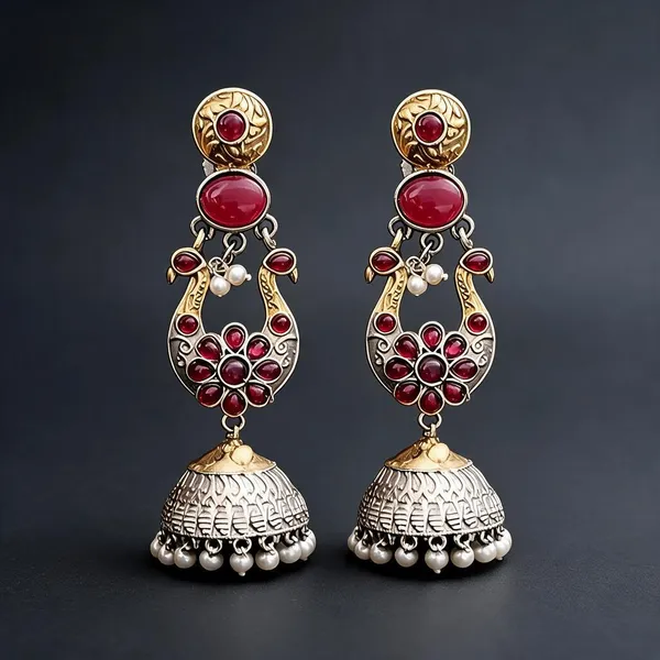 Golden_And_Pink_Brass_Earrings_For_Women