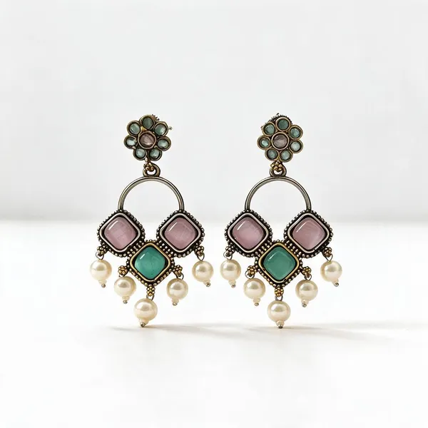 Pink_And_Blue_Brass_Earrings_For_Women