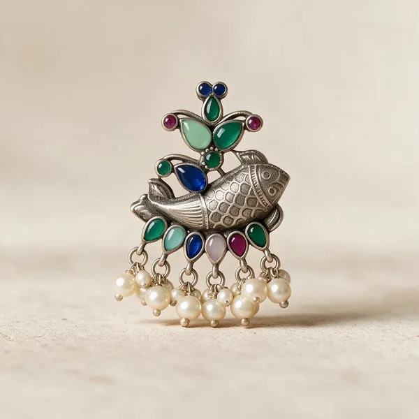 Silver_And_Blue_Brass_Earrings_For_Women