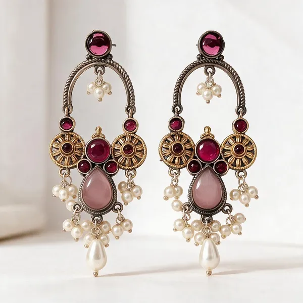 Pink_Brass_Earrings_For_Women