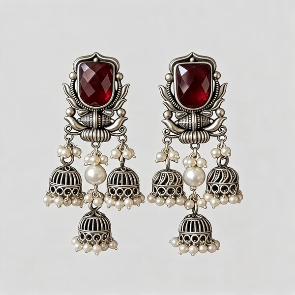 Silver_And_Red_Brass_Earrings_For_Women