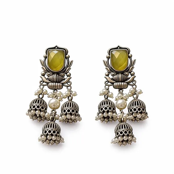Silver_And_Yellow_Brass_Earrings_For_Women