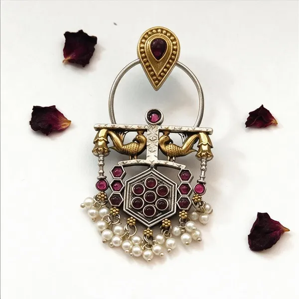 Golden_And_Pink_Brass_Earrings_For_Women
