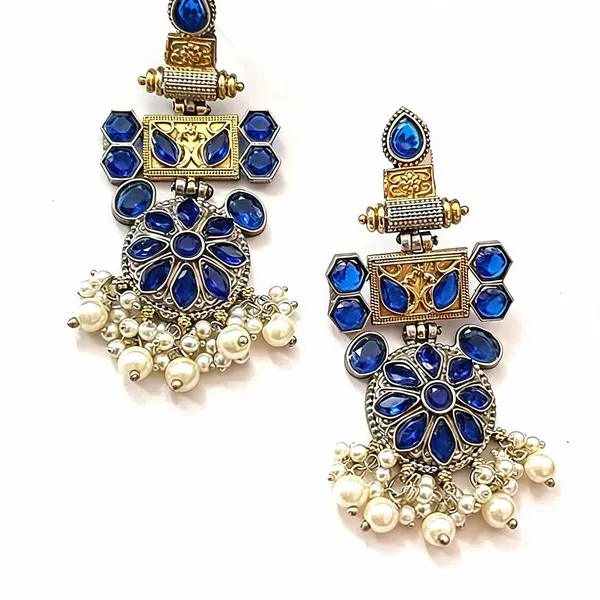 Golden_And_Blue_Brass_Earrings_For_Women