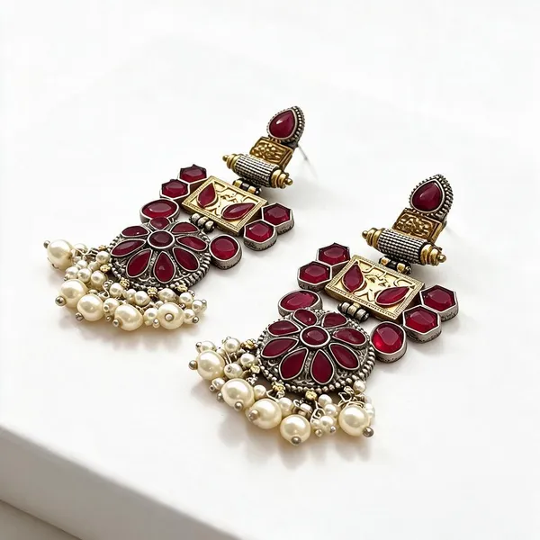 Golden_And_Pink_Brass_Earrings_For_Women