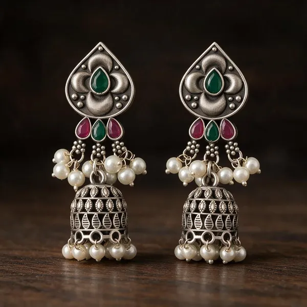 Green_And_Pink_Brass_Earrings_For_Women