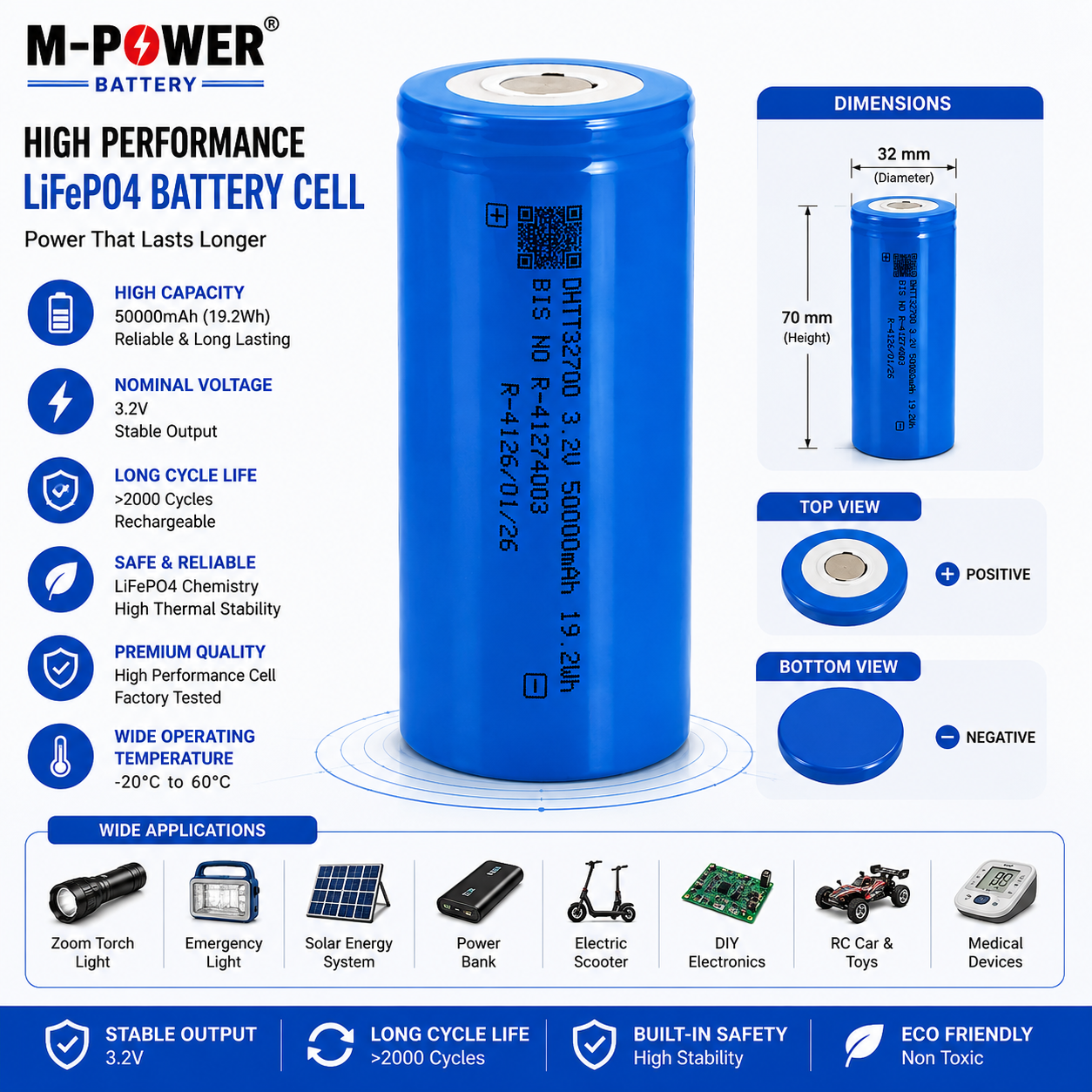M-Power_LiFePO4_3.2V_5000mAh_Rechargeable_Battery_Cell
