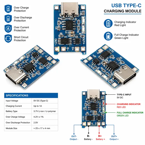 USB_Type_C_5V_1A_Li_Ion_Battery_Charger_Module