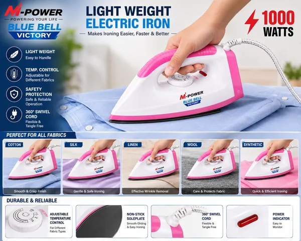 M-Power_Blue_Bell_Victory_1000W_Lightweight_Electric_Iron