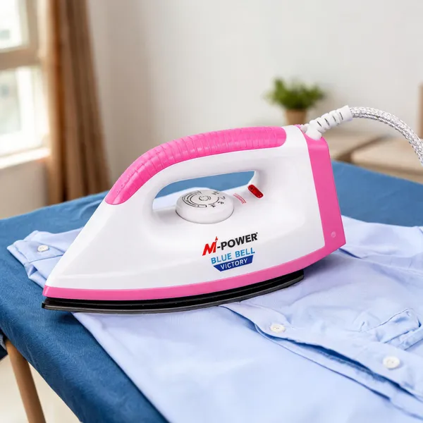 White_And_Pink_Plastic_Non_Stick_Soleplate_Lightweight_1000W_Electric_Iron