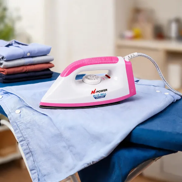 White_And_Pink_Plastic_Non_Stick_Soleplate_Lightweight_1000W_Electric_Iron