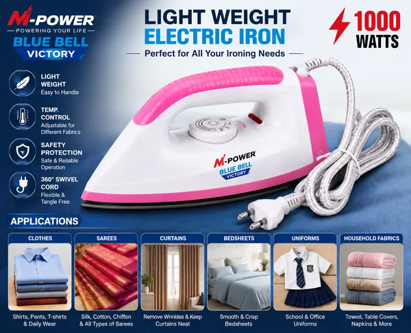 M-Power_Blue_Bell_Victory_1000W_Lightweight_Electric_Iron