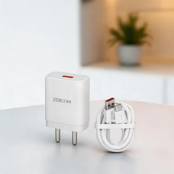 White_Zebcom_80W_Usb_Type_C_Turbo_Fast_Travel_Charger_With_Cable