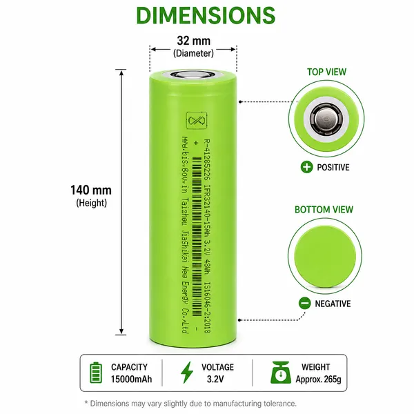 3.2V_LiFePO4_15000mAh_Rechargeable_Battery_Cell