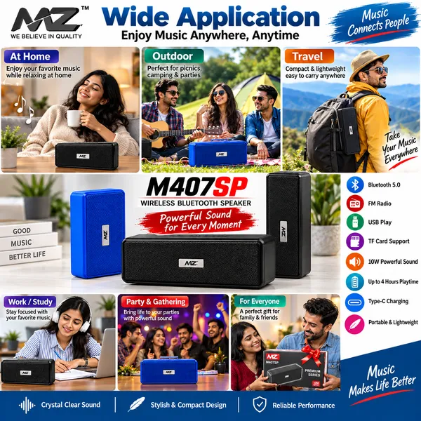 MZ_M405SP_Mini_Portable_Bluetooth_Speaker_–_Wireless_Speaker_with_Bluetooth_5.0,_FM_Radio,_USB_&_TF_Card_Playback,_Hands-Free_Calling,_TWS_Function,_Compact_Lightweight_Design_for_Home,_Travel,_Outdoor_&_Party_Use