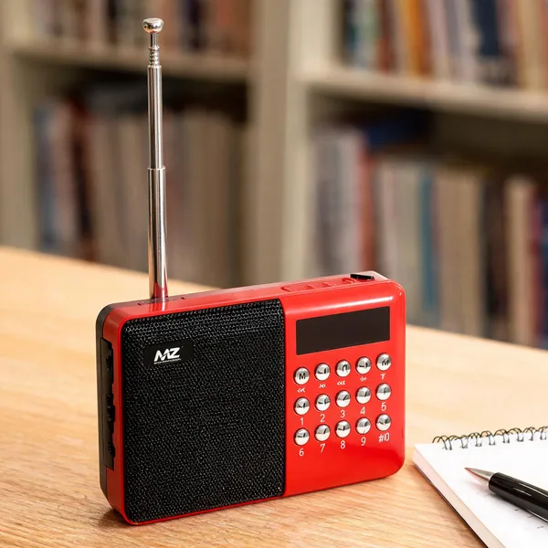 Red_And_Black_Mz_M30Vp_Portable_Fm_Radio_Audio_Player_With_Antenna