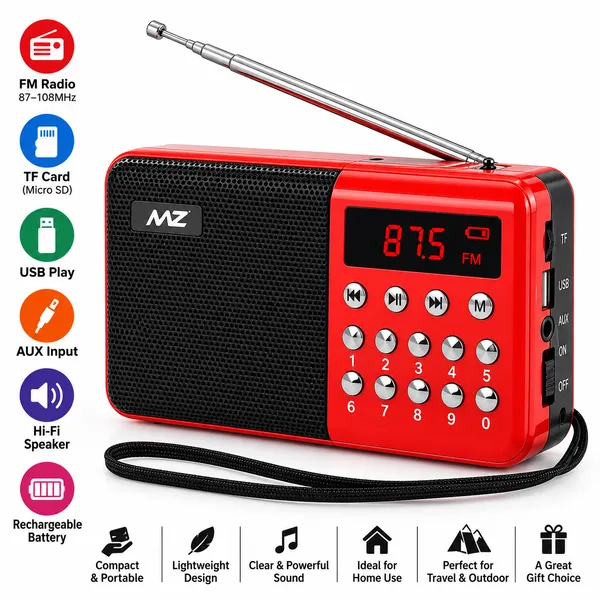 MZ_M30VP_FM_Super_Radio_Audio_Player_–_Portable_Rechargeable_FM_Radio_with_TF_Card,_USB_&_AUX,_Hi-Fi_Speaker,_87–108MHz_Wide_Frequency_Range,_Digital_Display,_Compact_Radio_for_Home,_Travel_&_Outdoor_Use
