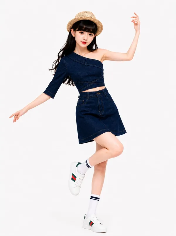 Blue_Denim_Top_Set_For_Girls
