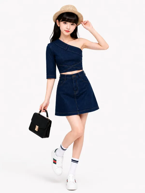 Blue_Denim_Top_Set_For_Girls