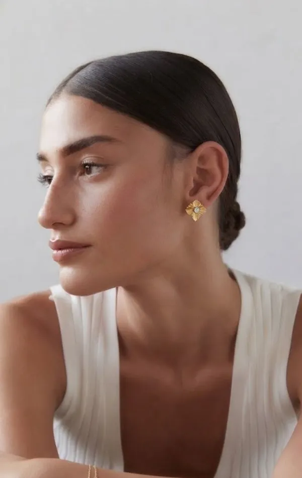 Gold-Tone_Floral_Stud_Earrings_for_Women