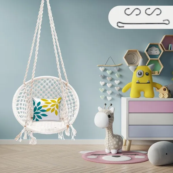 White_Premium_And_Handcrafted_Cotton_Hammock_Swing_For_Home