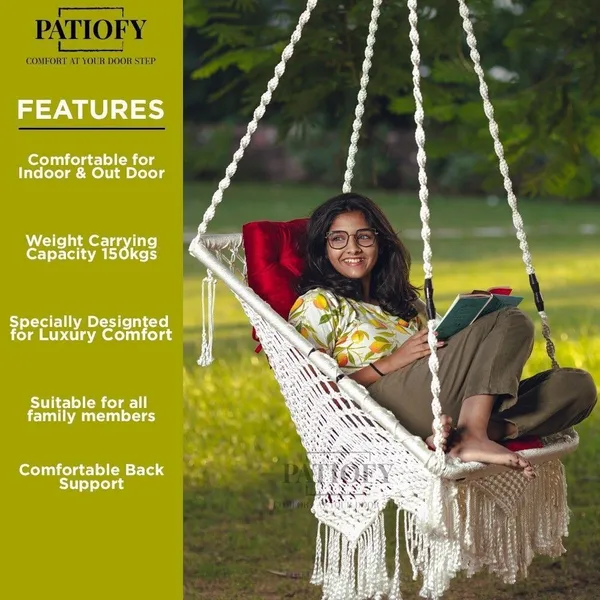 White_Premium_And_Handcrafted_Polyester_Hammock_Swing_For_Home