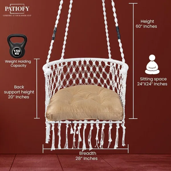 White_And_Gold_Premium_And_Handcrafted_Cotton_Hammock_Swing_For_Home