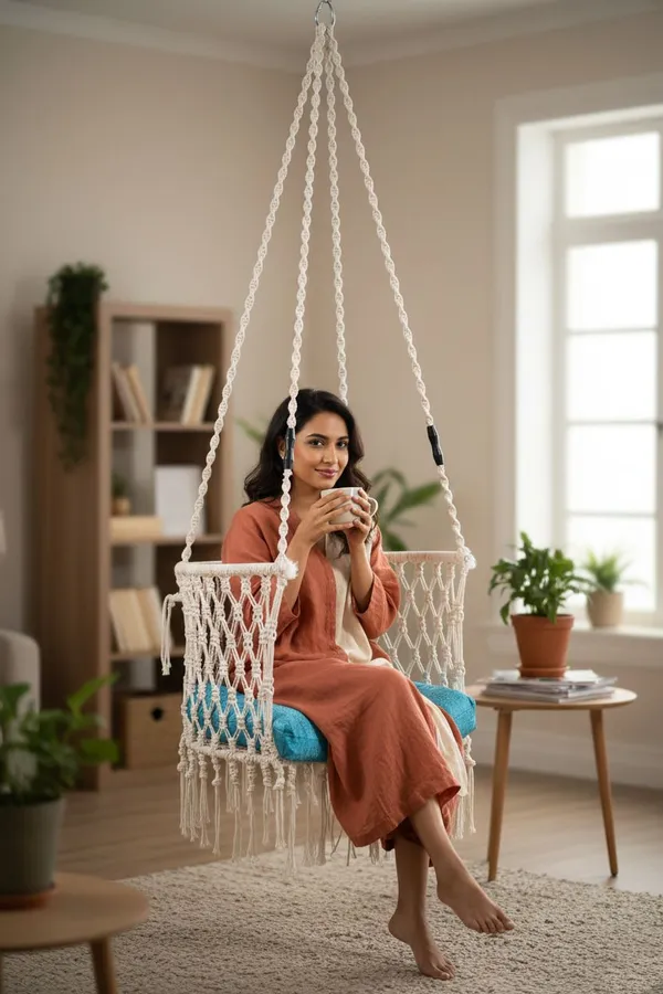 White_And_Blue_Premium_And_Handcrafted_Cotton_Hammock_Swing_For_Home