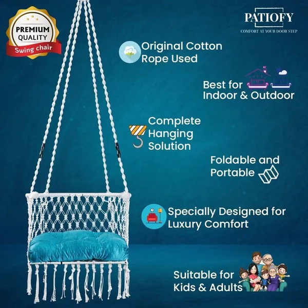 White_And_Blue_Premium_And_Handcrafted_Cotton_Hammock_Swing_For_Home