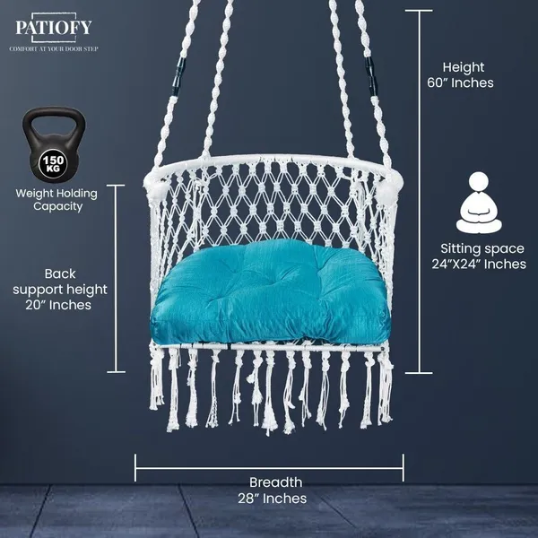 White_And_Blue_Premium_And_Handcrafted_Cotton_Hammock_Swing_For_Home