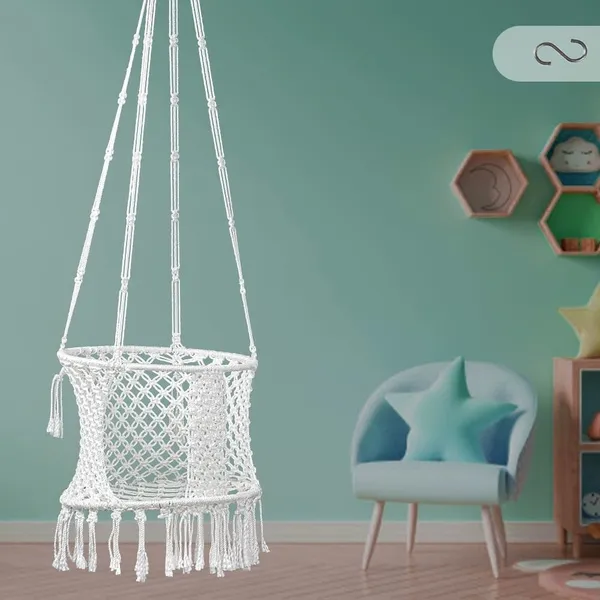 White_Premium_And_Handcrafted_Cotton_Hammock_Swing_For_Home