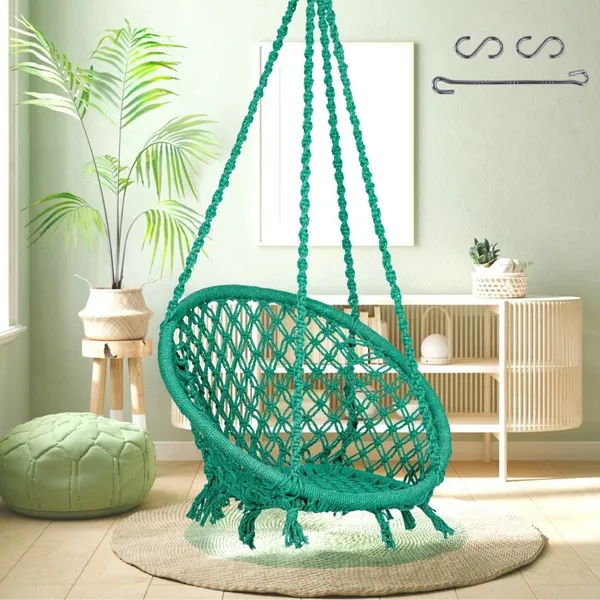 Green_Premium_And_Handcrafted_Cotton_Hammock_Swing_For_Home