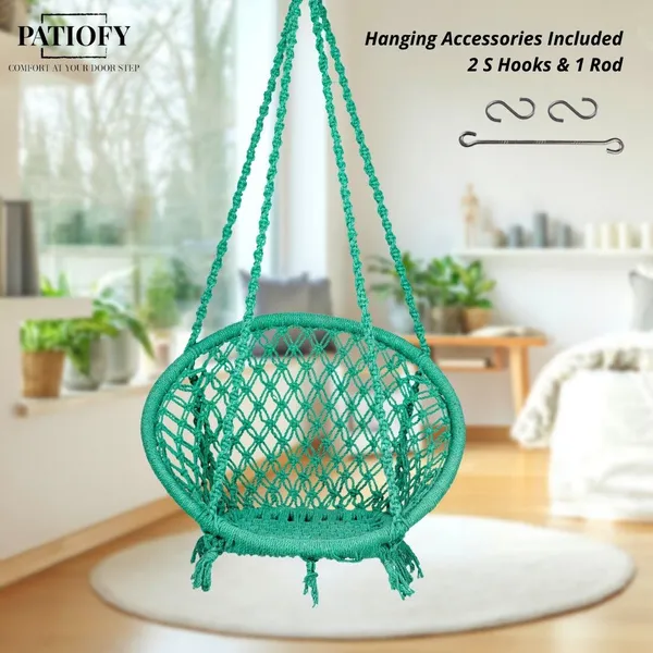 Green_Premium_And_Handcrafted_Cotton_Hammock_Swing_For_Home