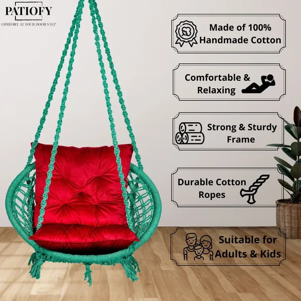 Green_Premium_And_Handcrafted_Cotton_Hammock_Swing_For_Home