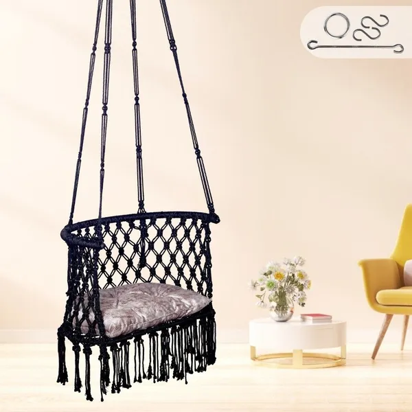 Black_And_Silver_Premium_And_Handcrafted_Polyester_Hammock_Swing_For_Home