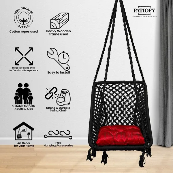 Black_And_Red_Premium_And_Handcrafted_Cotton_Hammock_Swing_For_Home