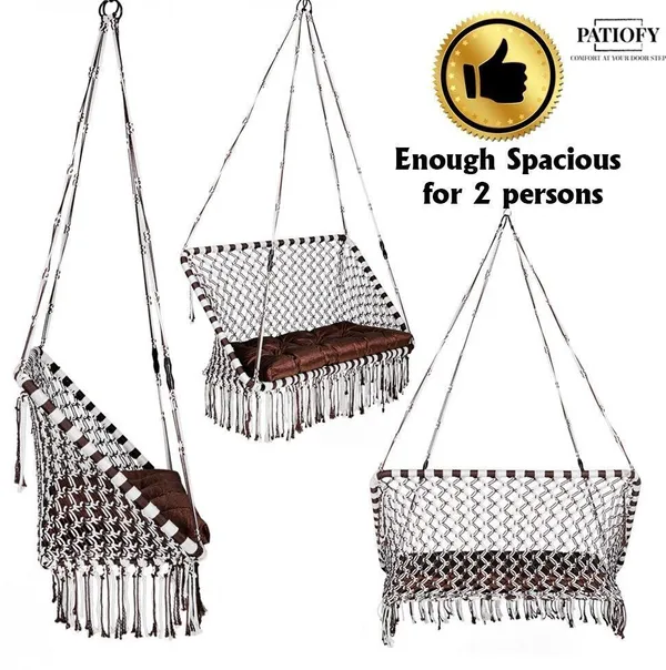White_And_Brown_Premium_And_Handcrafted_Polyester_Hammock_Swing_For_Home