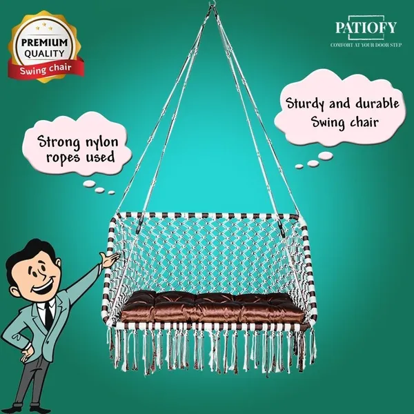 White_And_Brown_Premium_And_Handcrafted_Polyester_Hammock_Swing_For_Home