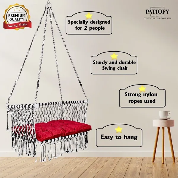White_And_Black_Premium_And_Handcrafted_Polyester_Hammock_Swing_For_Home