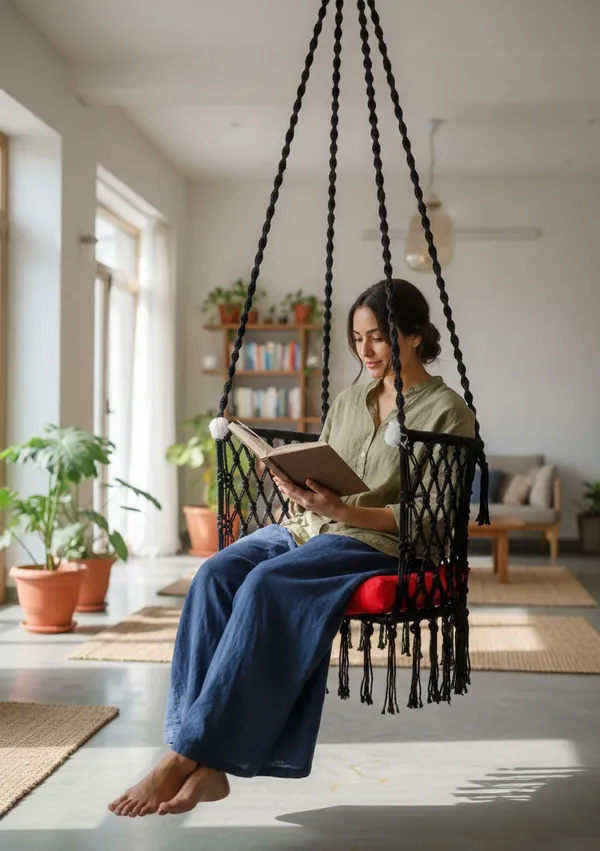 Black_And_Red_Premium_And_Handcrafted_Cotton_Hammock_Swing_For_Home