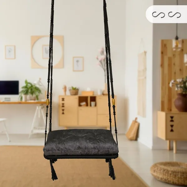Grey_And_Black_Premium_And_Handcrafted_Polyester_Hammock_Swing_For_Home