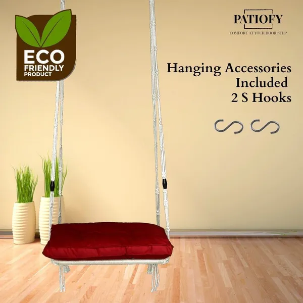 Silver_And_Red_Premium_And_Handcrafted_Polyester_Hammock_Swing_For_Home