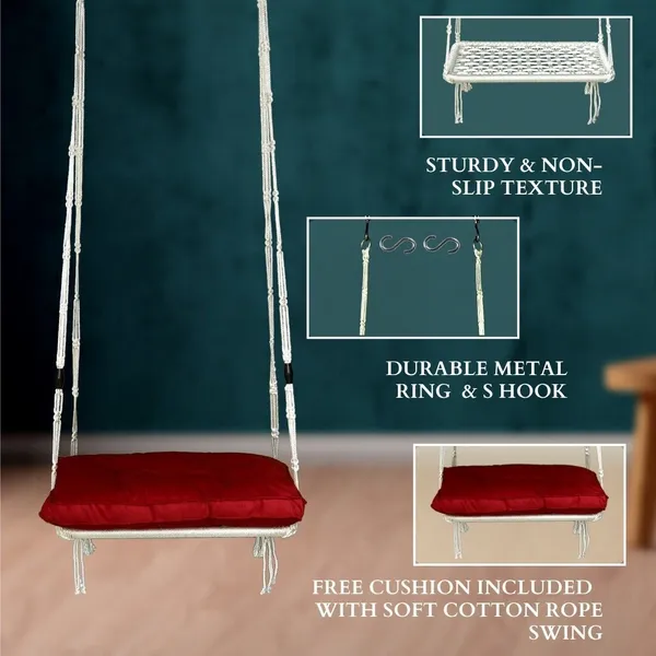 Silver_And_Red_Premium_And_Handcrafted_Polyester_Hammock_Swing_For_Home