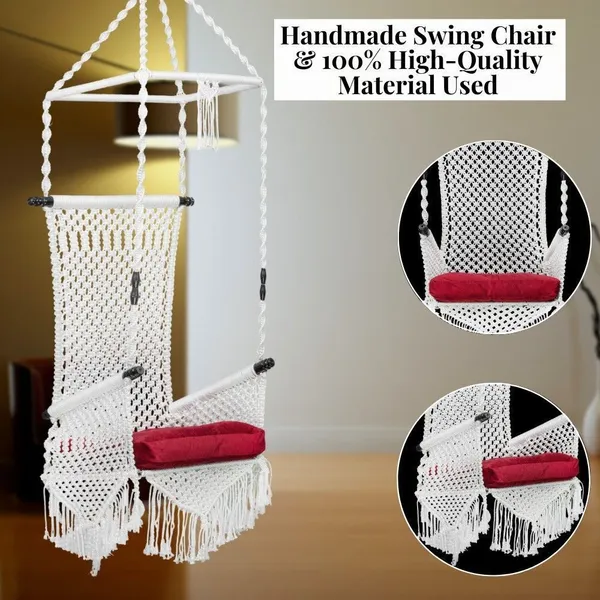 White_Premium_And_Handcrafted_Polyester_Hammock_Swing_For_Home